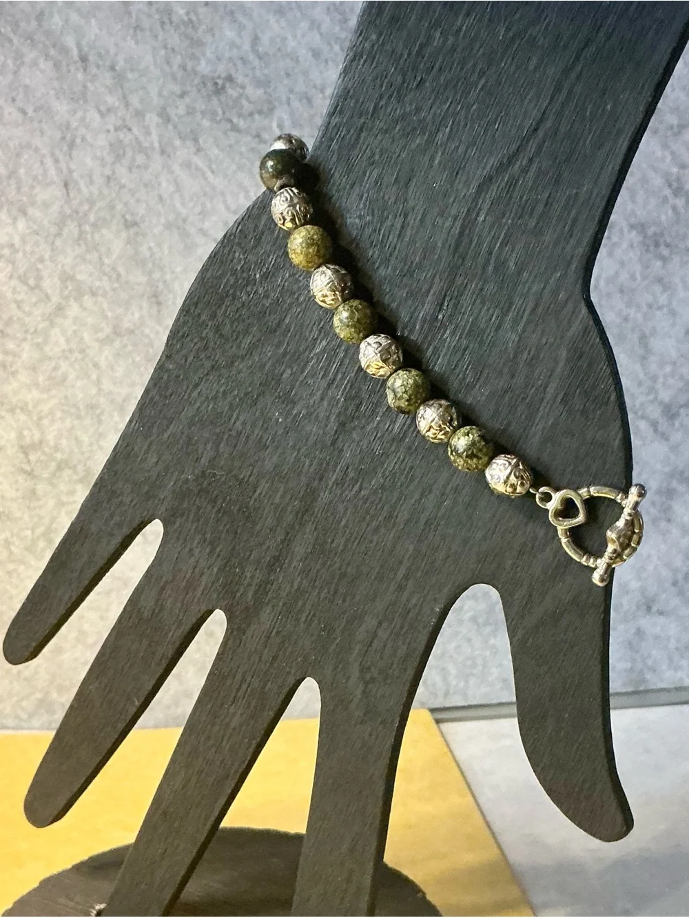 Artisan Jasper & Silver Tone Metal Filigree Beads Bracelet and Earrings Set READ